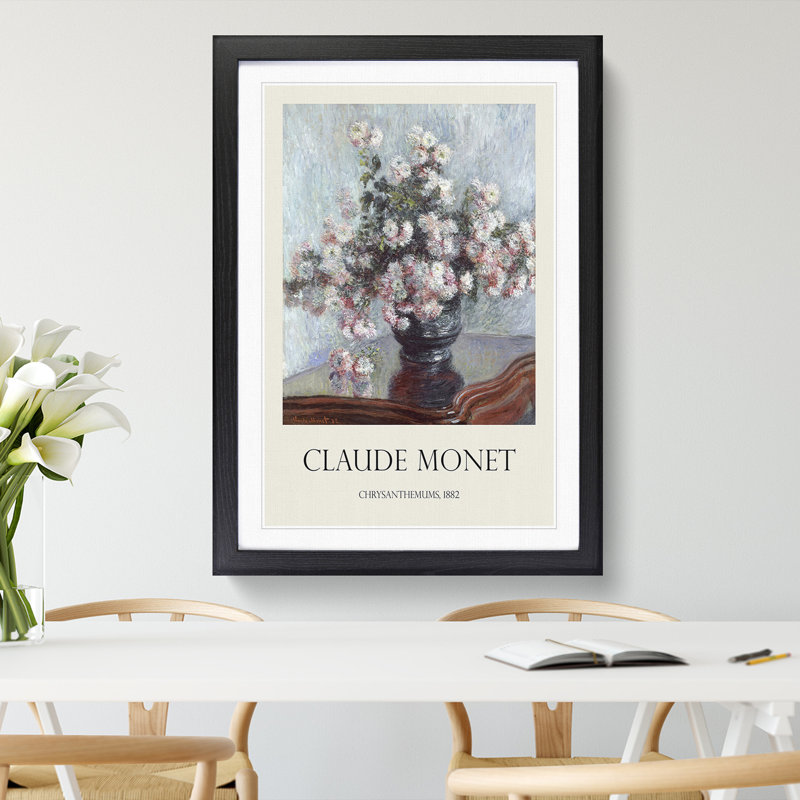 Chrysanthemums by Claude Monet - Picture Frame Art Prints, Black, 36cm H x 27cm W x 2cm D