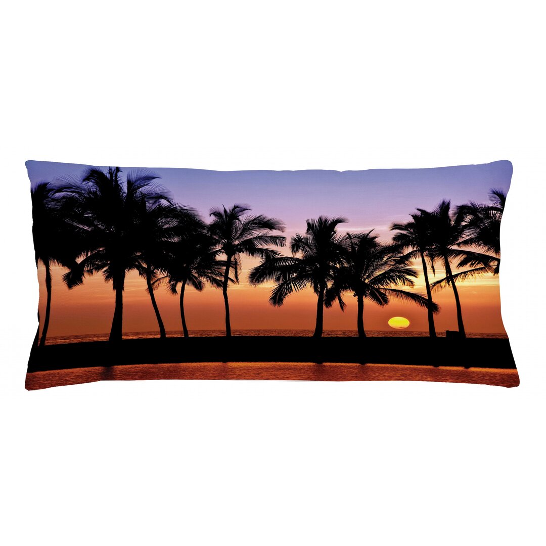 Kissenbezug, Sonnenuntergang auf Big Island, Hawaii, Lila Dark Orange Schwarz