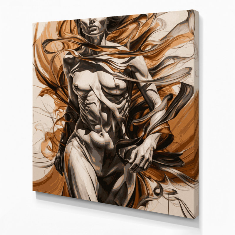 Abstrait art figuratif sur toile beige 88, H 8 po x l 8 po