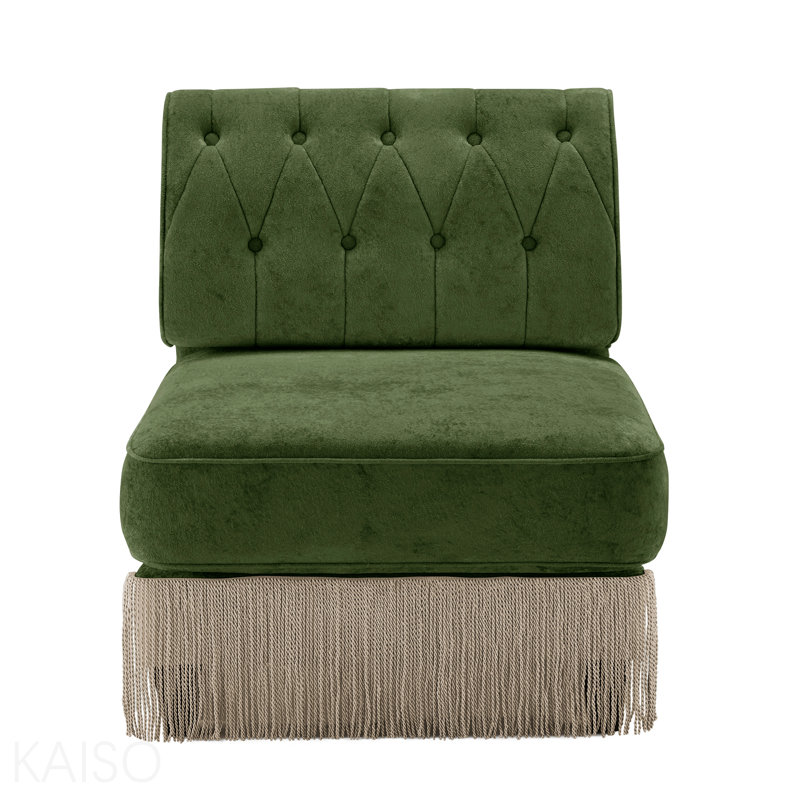 Canapé sans accoudoirs en velours vert, Green