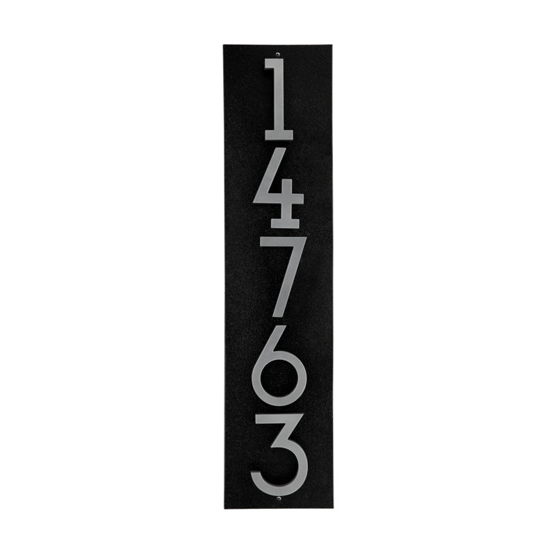 Floating Stand-Off 5-Number Vertical Sign, Black /W/ Silver Modern Font Numbers, Yes