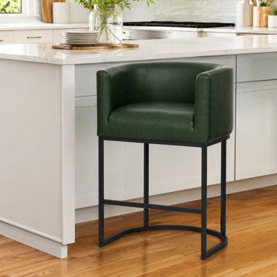 Upholstered Counter Height Stool with Metal Frame