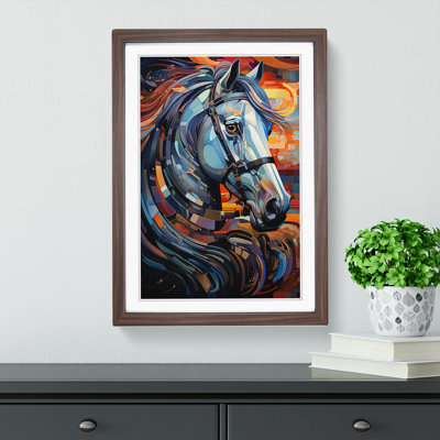 Shire Horse Futurism No.2 - Single Picture Frame Print on Wood