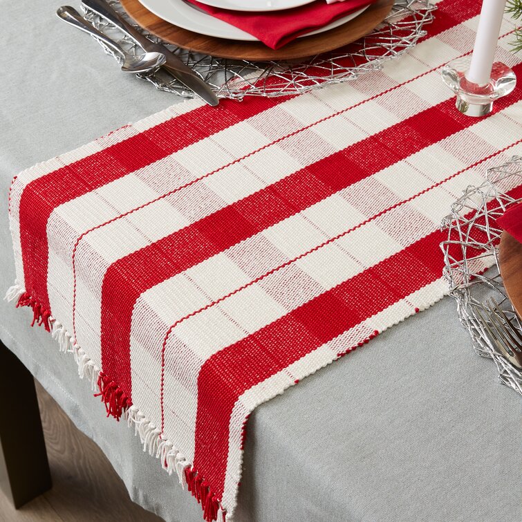 Daniels Tinsel Plaid Fringed Table Runner