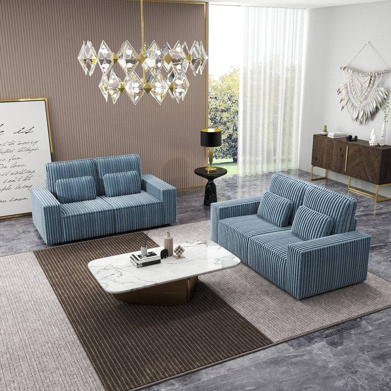 Ensemble de canapés combinés en éponge Corduroy, convenant aux salons, Gris