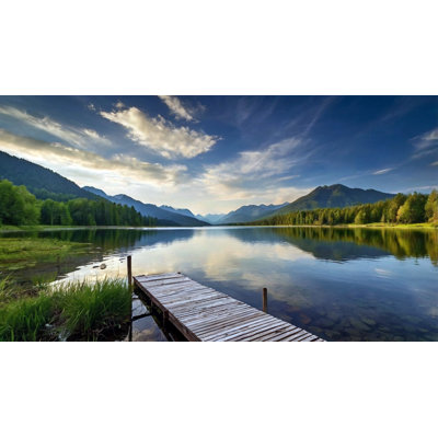 «Blue Sky Mountain Lake», art mural sur toile tendue