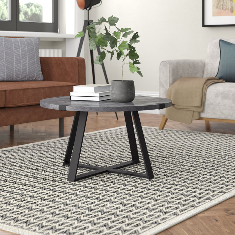 Irvine Cross Legs Coffee Table, Dark Concrete