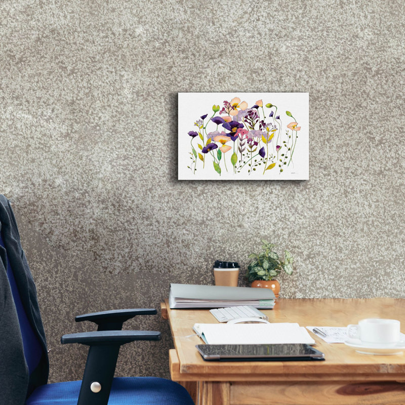 «Pink and Purple Poppies» par Shirley Novak, art mural sur toile, H 12 po x l 18 po x P 0,75 po