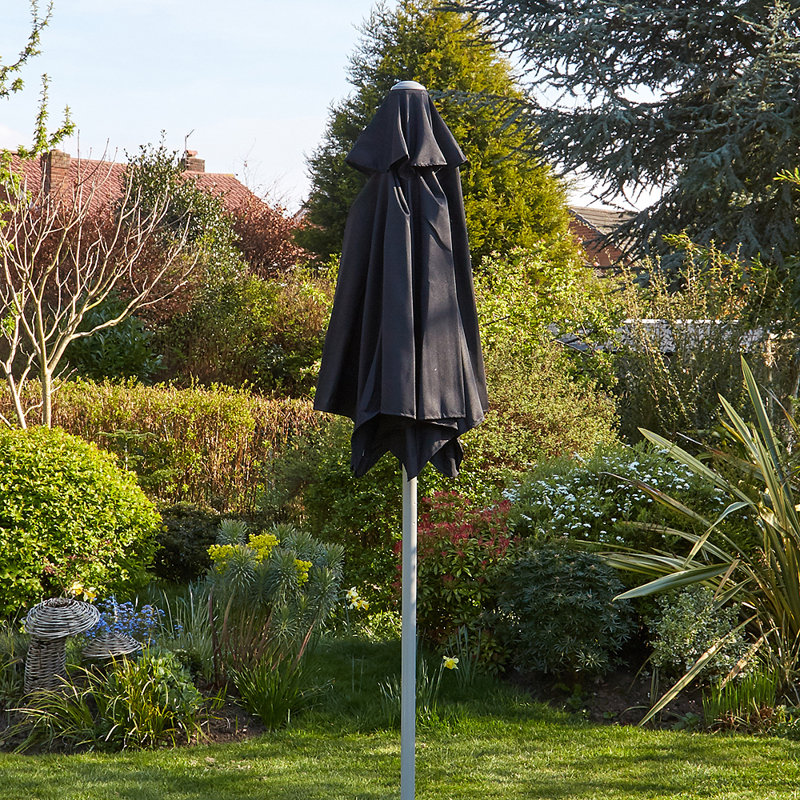 Gozo Aluminium 2m Vented Parasol, Black
