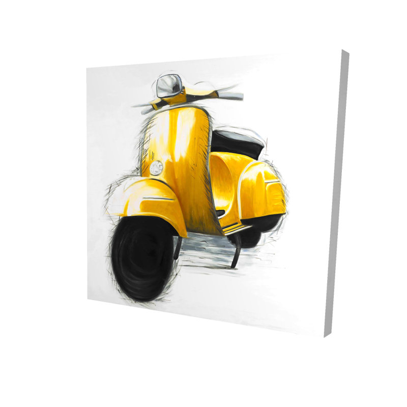 Toile jaune jaune avec scooter | Motocyclette de chambre à coucher
