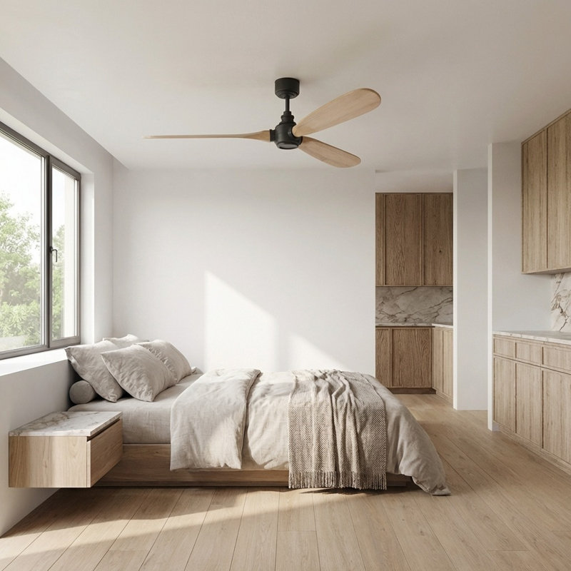 Valiant Smart 60 Ceiling Fan, Natural Honey, Midnight Black