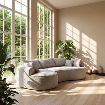 Elysium 124.5" W x 60" D x 27.6" H Chenille Compressed Boneless Sofa