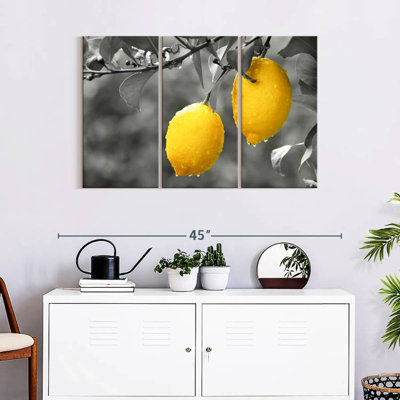 Ensemble de 3 citrons pop sur toile
