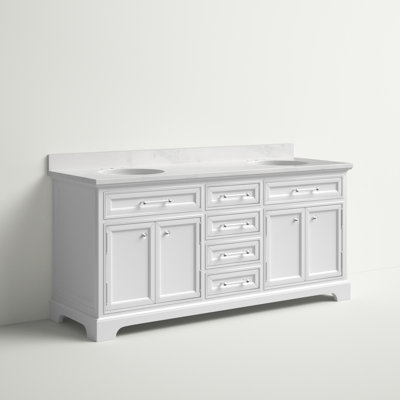 Goyette 72'' Double Bathroom Vanity with Marble Top