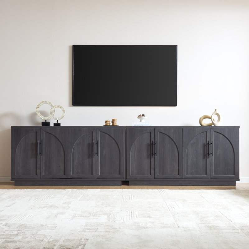 59" Arched Sideboard Cabinet with Adjustable Shelves, 4-Door Storage Cabinet & Media Console for Living Room, Dining Room and Entryway,Black