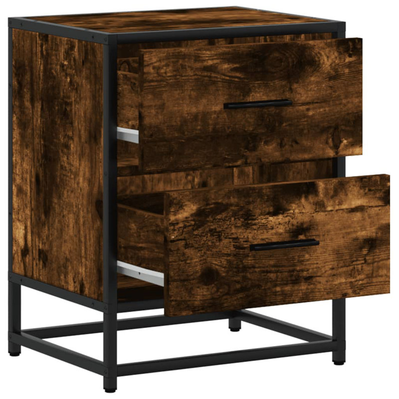 Analisse 40cm W Metal Bedside Table, Smoked Oak, Individual