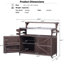 Îlot de cuisine extérieur avec tablette surélevée, armoire de rangement en bois massif, plateau en acier inoxydable, chariot de barbecue roulant, rangement interne, tablette réglable, étagère à épices, brun | Idée de cadeau-310959358