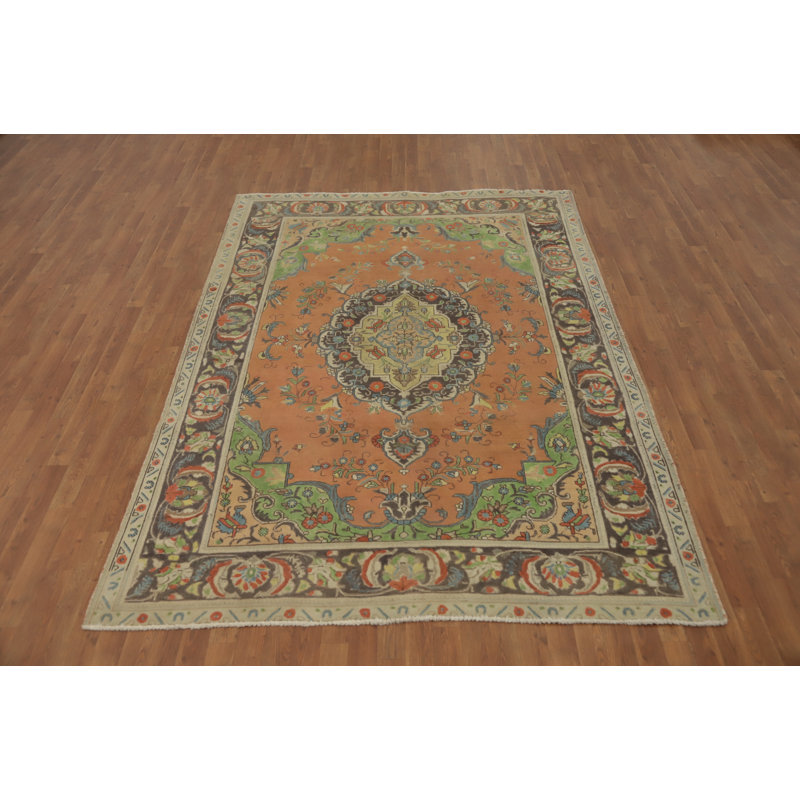 Tapis traditionnel orange 6 x 9 avec médaillon complexe