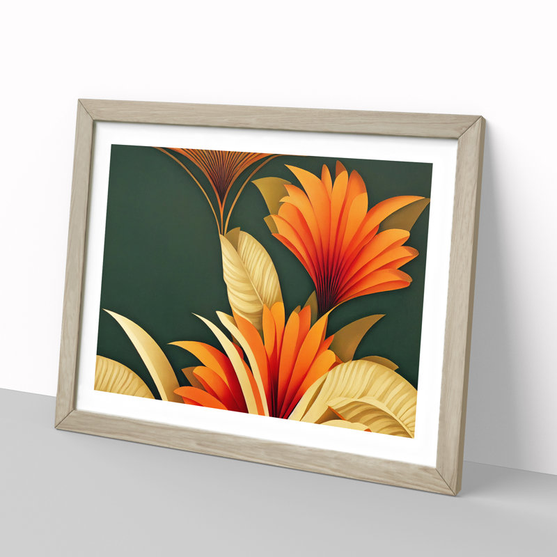Spectacular Flowers Deco - Framed Print, 46cm H x 64cm W, Oak Frame