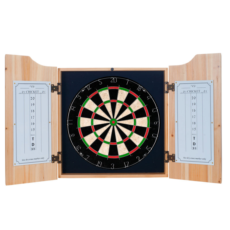 Refreshing Red Wood Dartboard Cabinet Set with Steel Tip Darts