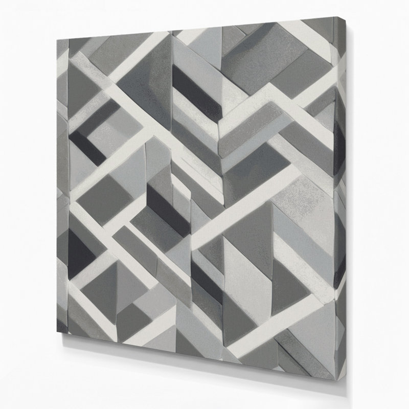Abstract Shapes 64 Gray Canvas Wall Art, 32" H x 32" W