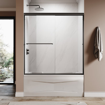 60Tub 58.5-60“ W x 62” H Bypass Tub Door with 1/4“ (6mm) Tempered Glass and Double Sliding Doors