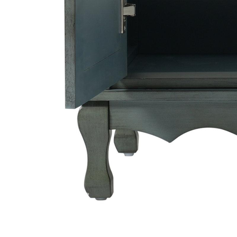 Ensemble de meuble-lavabo double 60 po, deux lavabos en céramique, boutons antiques, pieds en bois d'hévéa et tablettes réglables (bleu sarcelle antique)