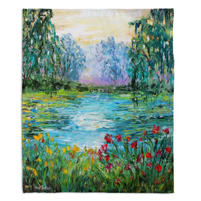 Couverture sherpa doux méditation étang