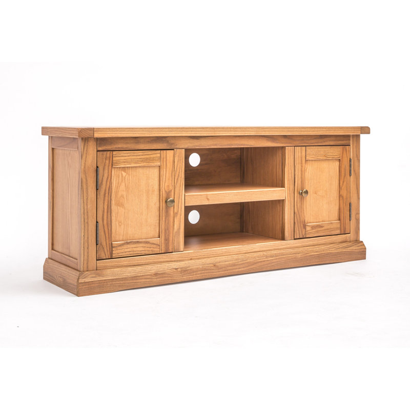 Rimmer TV Stand for TVs up to 55", Light Wood/Brass