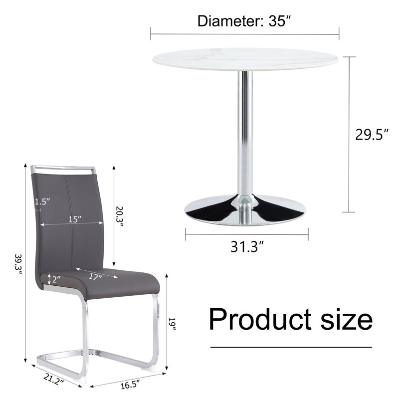 Lashaunte 2 - Person Pedestal Dining Set, Dark Gray