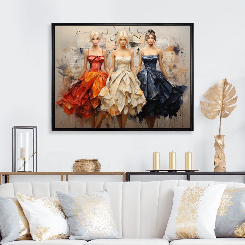 Women Women Luxury Elegance sur toile, Cadre flottant noir, H 12 po x l 20 po x P 1 po
