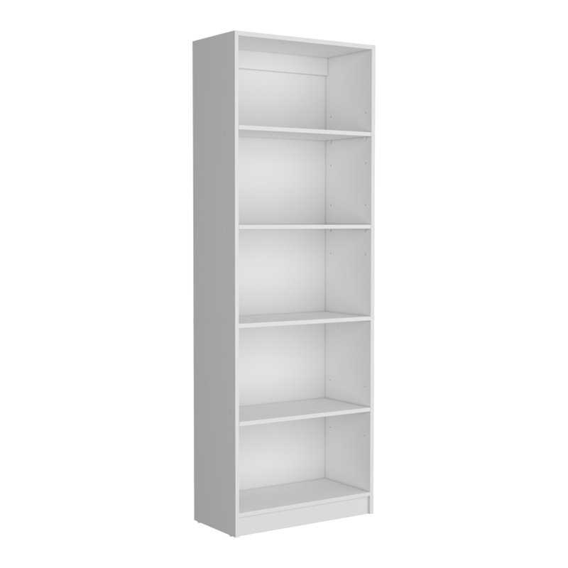 Bibliothèque à 4 tablettes, bureau, blanc, (5 tablettes) H 71,1 po x l 24,7 po x P 11,7 po, Blanc