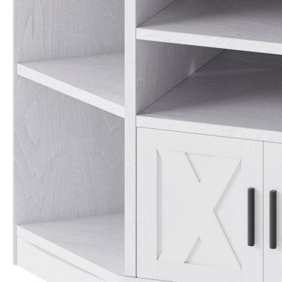 Drake Corner TV Stand with Power Outlet and Media Storage for TVs up to 55" For Living Room