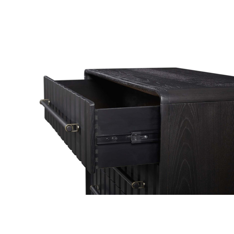 Aurora 3-Drawer Bachelor’s Chest – Peppercorn Elm Veneer Wood Nightstand Dresser with Felt & Cedar Lined Drawers