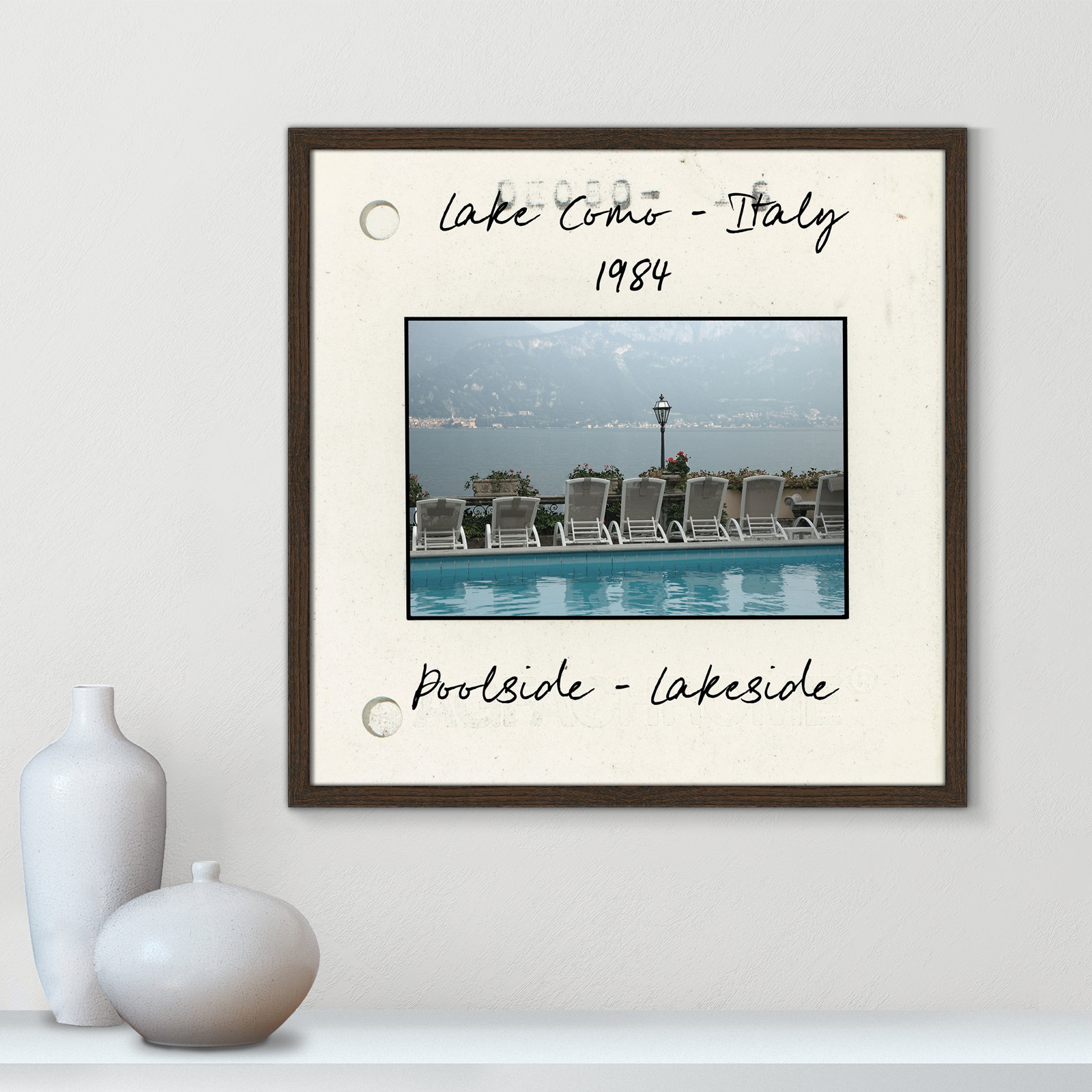 Travel Slide Collection "Lake Como, Italy" Print, Walnut Single Picture Framed Paper, 23.5" H x 23.5" W x 0.75" D