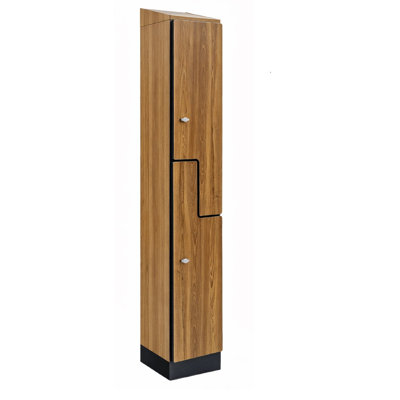 Casier de rangement en bois à 2 compartiments à 2 niveaux avec panneau d'extrémité et capot incliné, serrure à clé