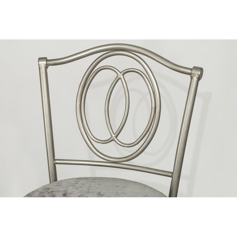 Tabouret de coiffeuse en acier Lonan, Étain / gris