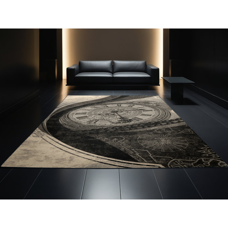 Tapis luxueux chic et lavable à la machine Luray - reliure noire, 3 X 5