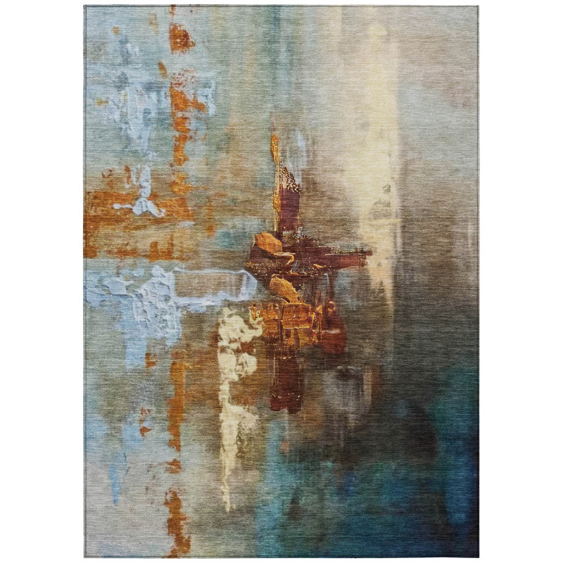 Machine Washable Indoor/Outdoor Cadence ACN2157 Abstract Rug, Rectangle 3' x 5'