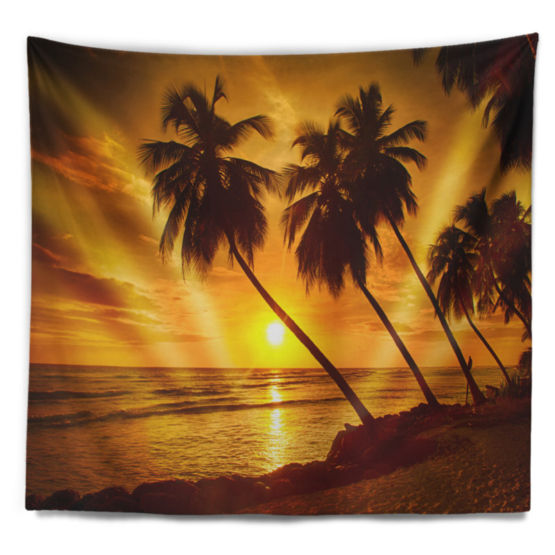 Tapisserie Seascape Beach Sunset Island à la Barbade, H 32 po x l 39 po