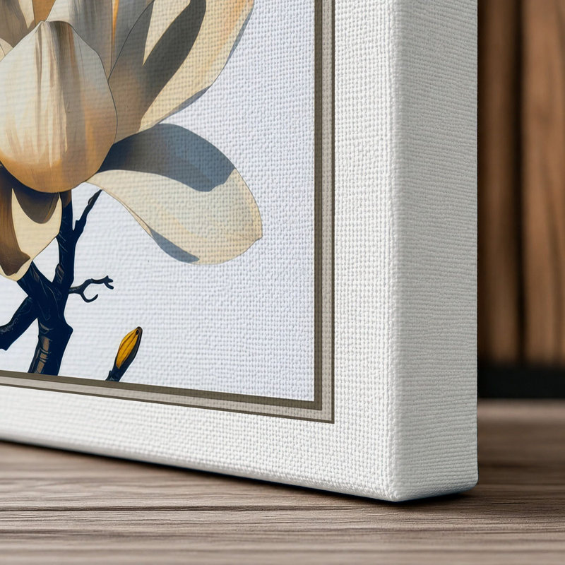 Magnolia Branch Botanical 1 Piece Wrapped Canvas Wall Art, 36x24 - 91.4 x 61.0 cm, White Border