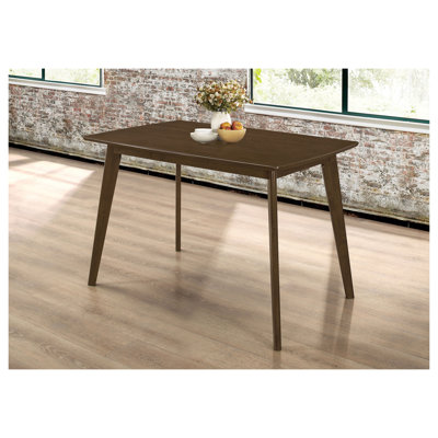 Retro Chestnut Dining Table with Angled Legs - Mid-Century Modern Rectangular Kitchen Table, Solid Rubberwood in Brown