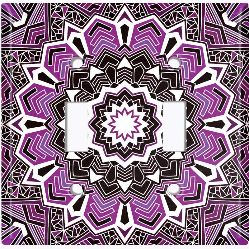 Patterned 2 - Gang Toggle Light Switch Standard Wall Plate, Purple