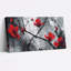 Ensemble de 1 tableau sur toile à motif floral abstrait rouge et branches d'arbre-117540625
