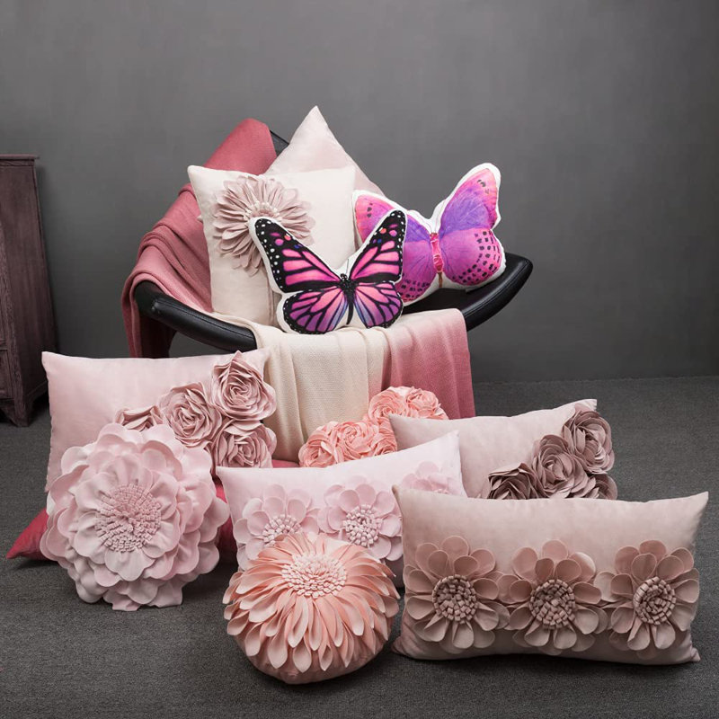 Coussin décoratif décoratif animal JWH 3D, Rose/noir