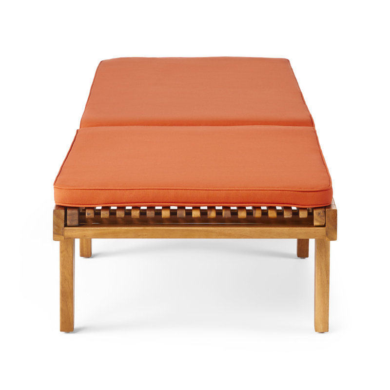 Chaise longue inclinable avec coussin Moulton, Coussin orange cadre/rouille teck