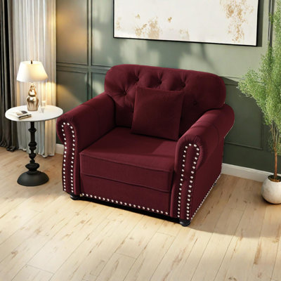 Upholstered Velvet Chesterfield Sofa with Nailhead Trim