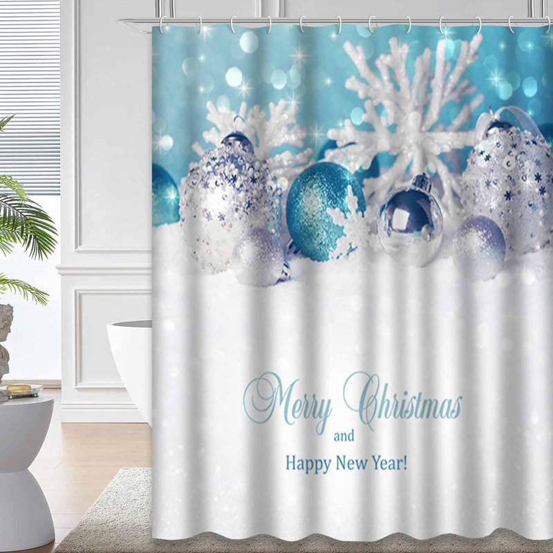Rideau de douche de Noël avec 12 crochets, L 72 po x l 84 po