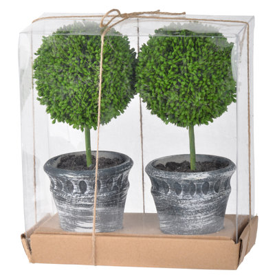 9.5 " H Faux Boxwood Topiary in Plastic Pot