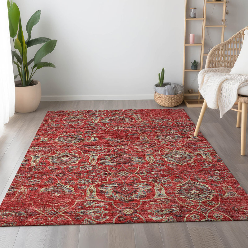 Tapis rouge Premium Alliah AMF95 lavable à la machine, Rectangulaire 3 pi x 5 pi